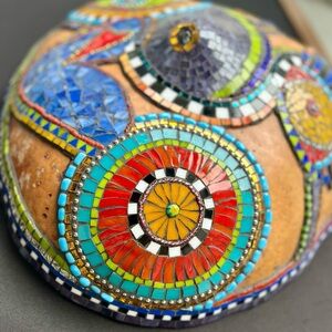 🌿 Signed Mosaic Art Gourd – 17" Sculptural Wall Piece – One of a Kind